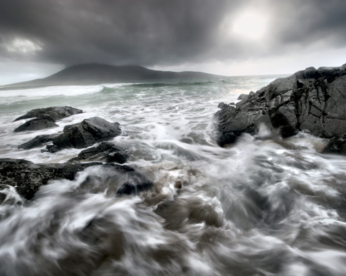 Seascapes of the Outer Hebrides:  waves crashing against rocks