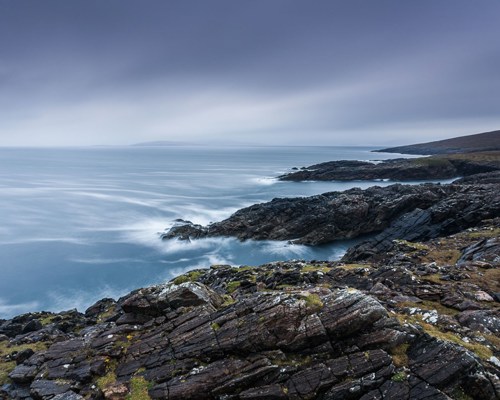 Seascapes of the Outer Hebrides:  a rocky beach next to the ocean