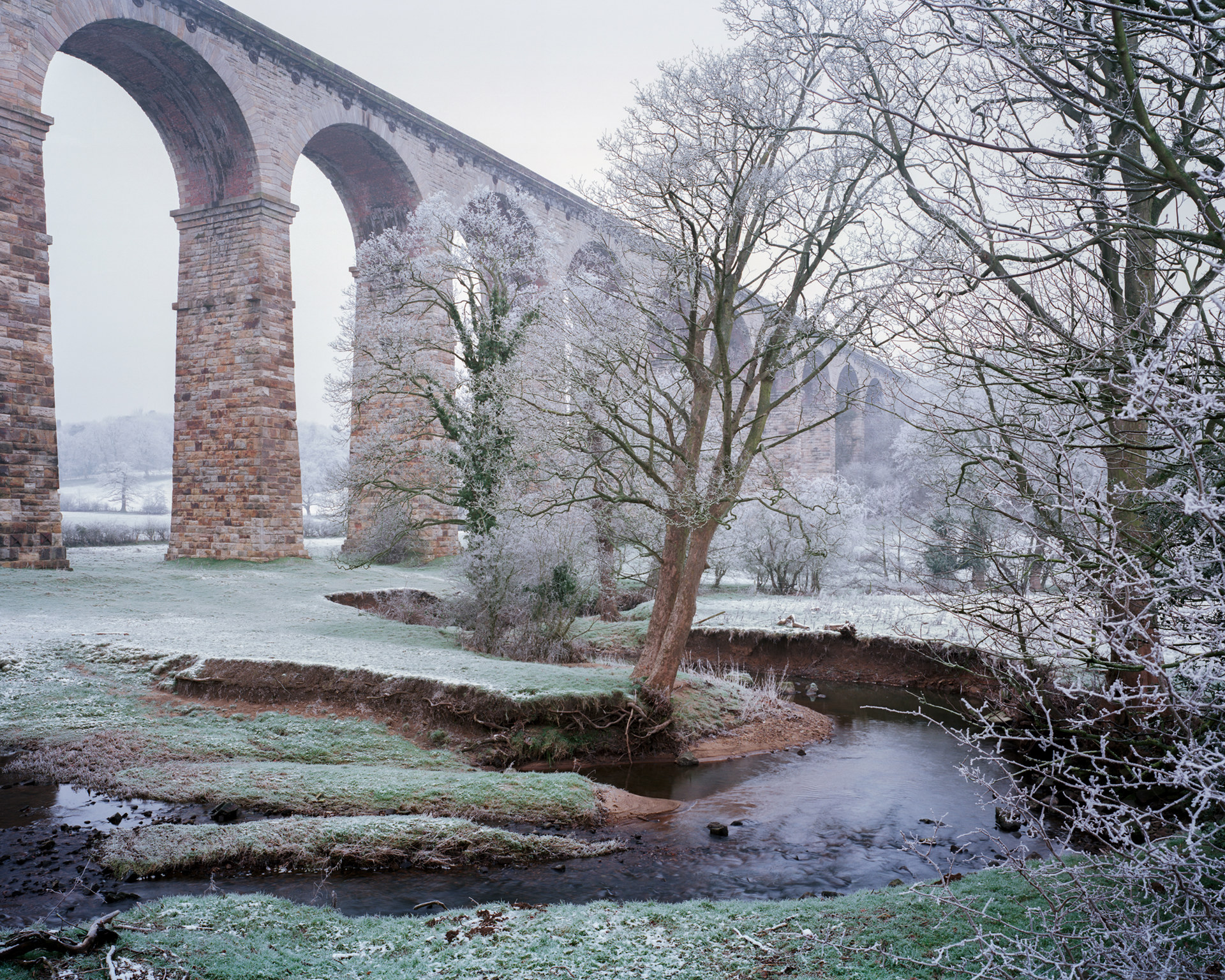 Crimple Valley Viaduct on a frosty winter morning  
