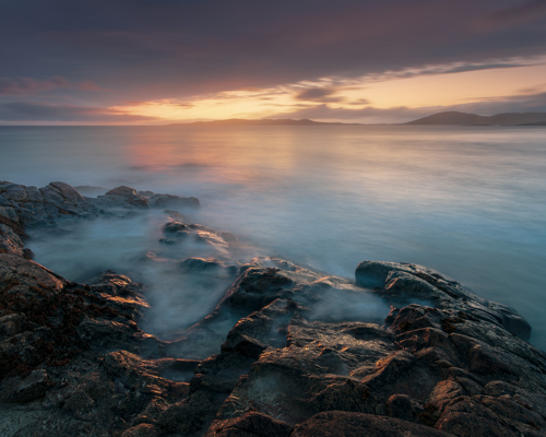 Seascapes of the Outer Hebrides:  a rocky mountain top