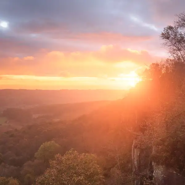 Vivid sunrise with flare