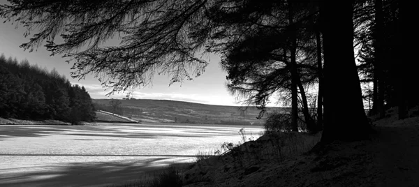 Iced over reservoir
