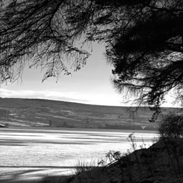 Iced over reservoir