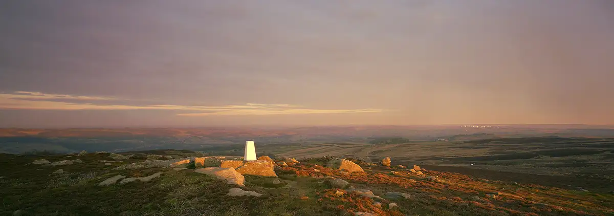 Golden light on moorland